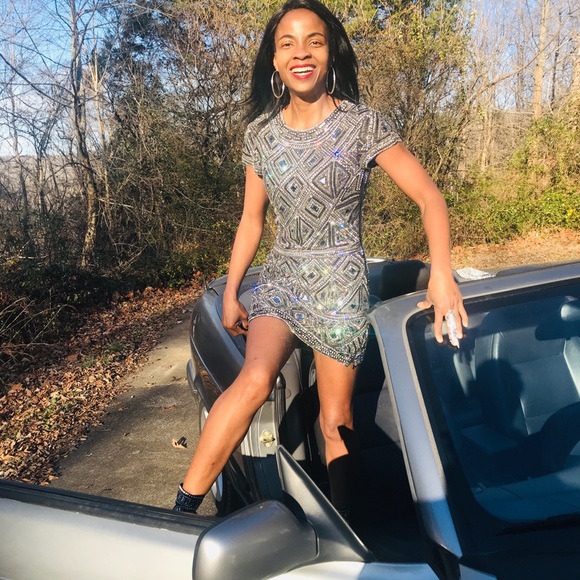 COLLETTE DINNIGAN Heavy BEADED Rhinestone DRESS 1 - Picture 2 of 8